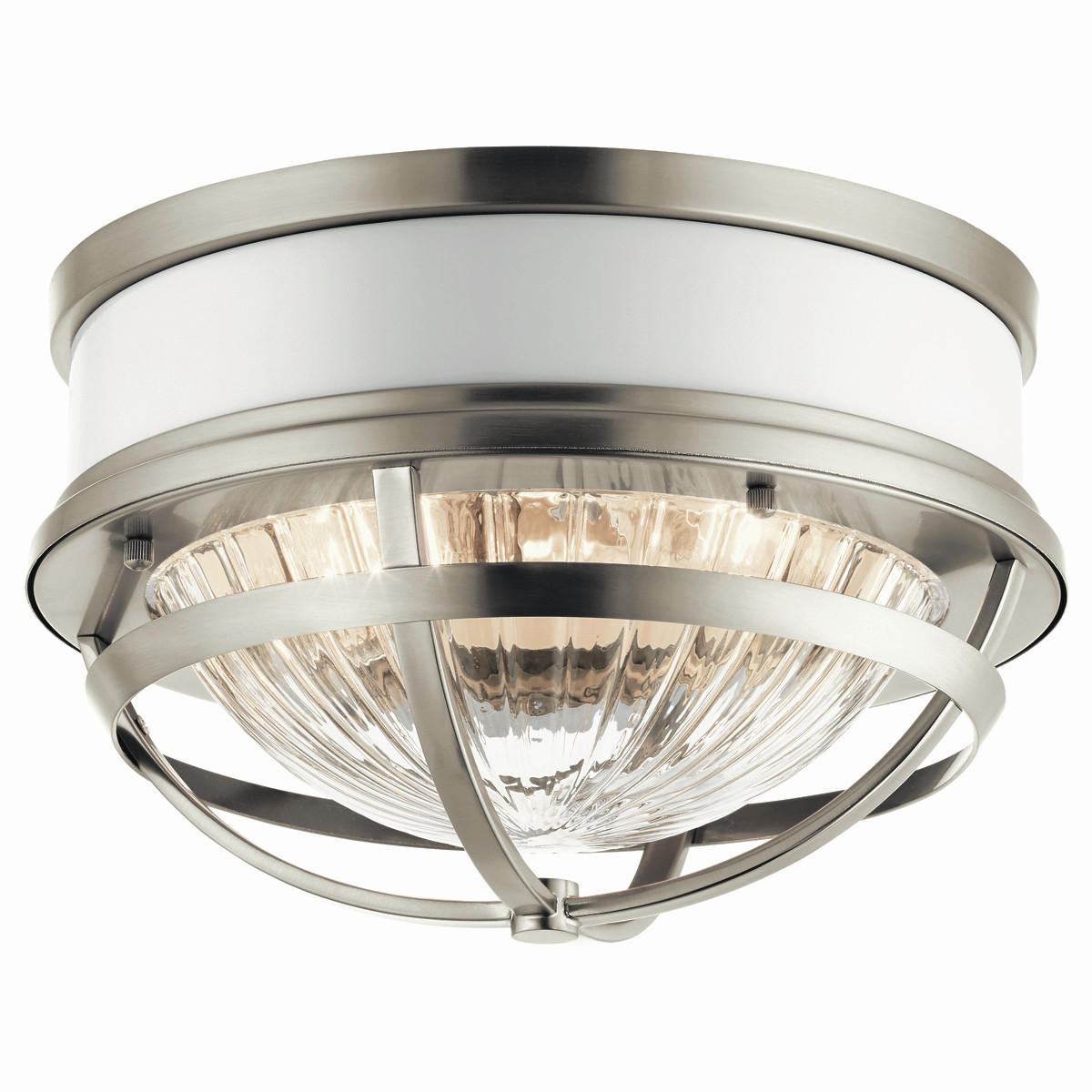 TAKLAMPA Elstead Tollis 30.5/19.9 cm  - vit/nickelfärgad, Klassisk, metall/glas (30.5/19.9cm) - Elstead Lighting