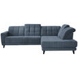 ECKSOFA  in Webstoff Blau  302/216 cm  - Blau/Schwarz, Design, Holz/Textil (302/216cm) - Xora