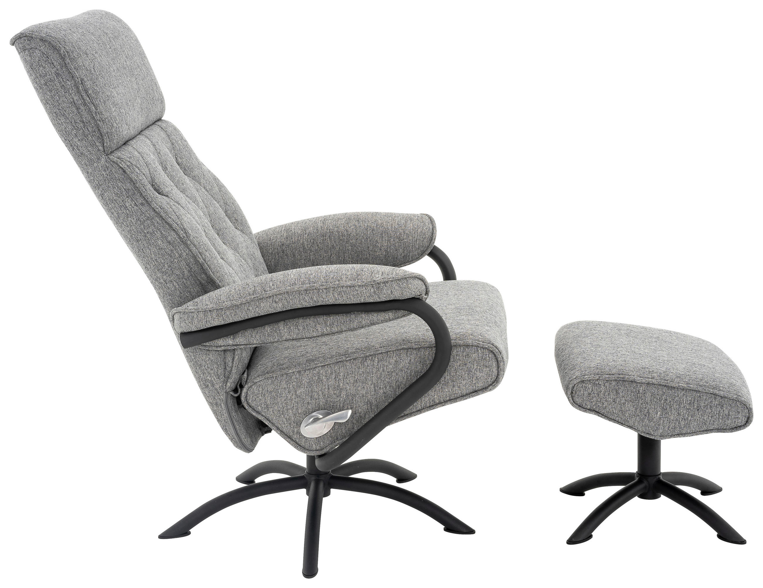 RELAXSESSELSET in Textil Grau  - Schwarz/Grau, MODERN, Textil/Metall (77,5/107/85cm) - MID.YOU