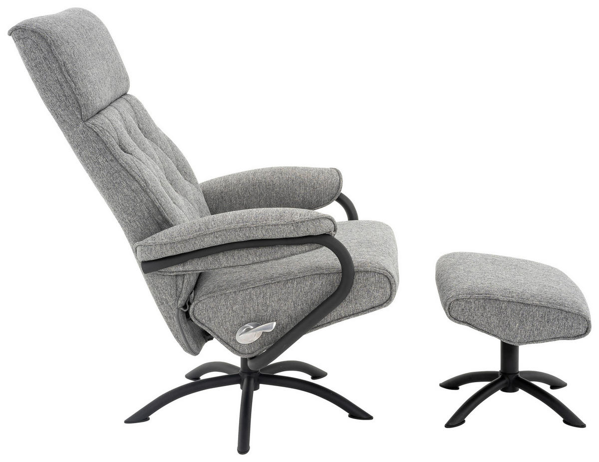 SET SCAUNE DE RELAXARE in textil gri  - negru/gri, Modern, metal/textil (77,5/107/85cm) - MID.YOU