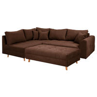 ECKSOFA inkl. Hocker Ariella Dunkelbraun Mikrofaser Rückenkissen, Hocker  - Dunkelbraun/Naturfarben, Design, Holz/Textil (161/231cm) - P & B
