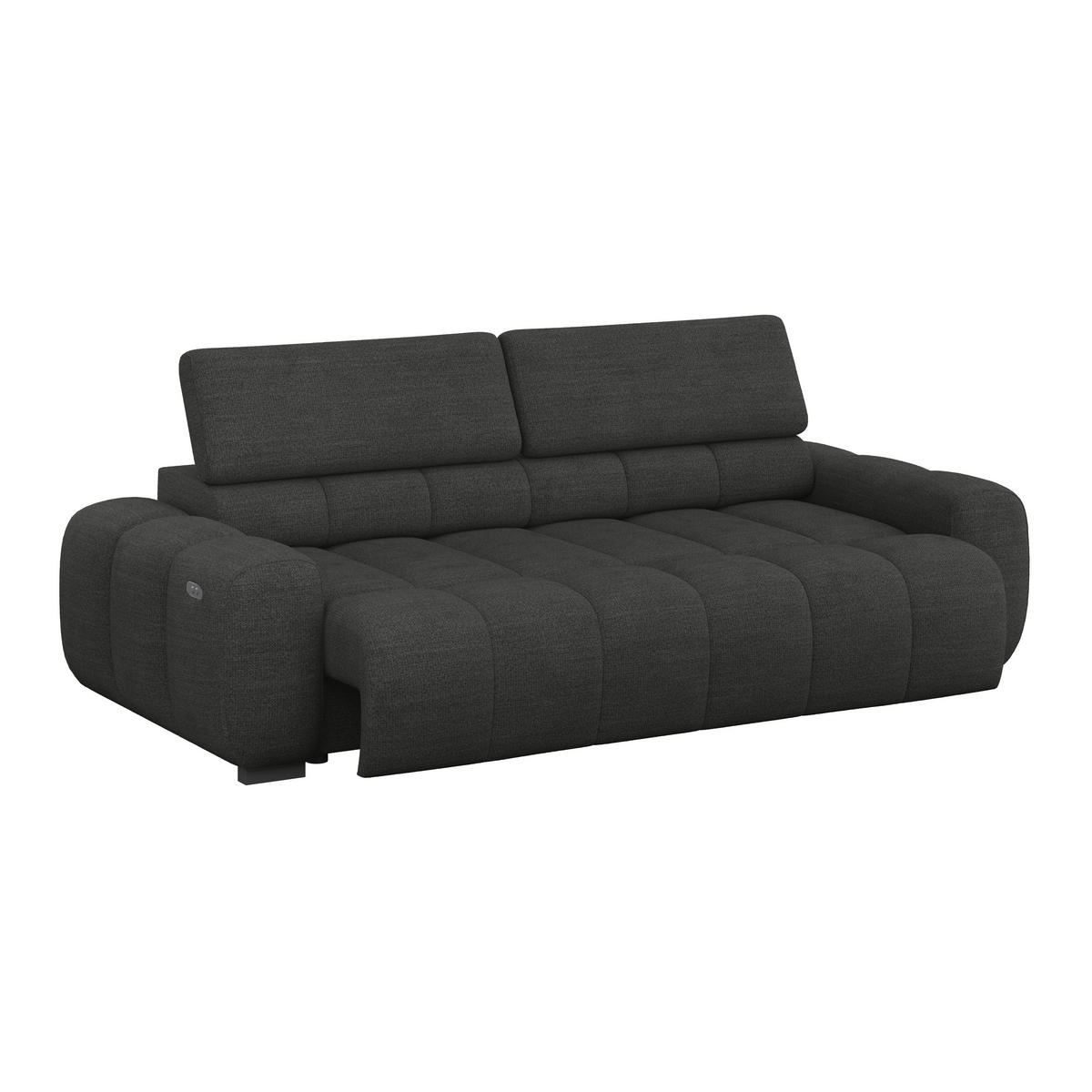 BIGSOFA inkl. mot. Funktion Webstoff Schwarz  - Schwarz, Design, Kunststoff/Textil (248/77-97/108cm) - Welnova