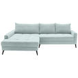 ECKSOFA  in Cord Blaugrau  173/280 cm  - Blaugrau/Schwarz, KONVENTIONELL, Textil/Metall (173/280cm) - Hom`in