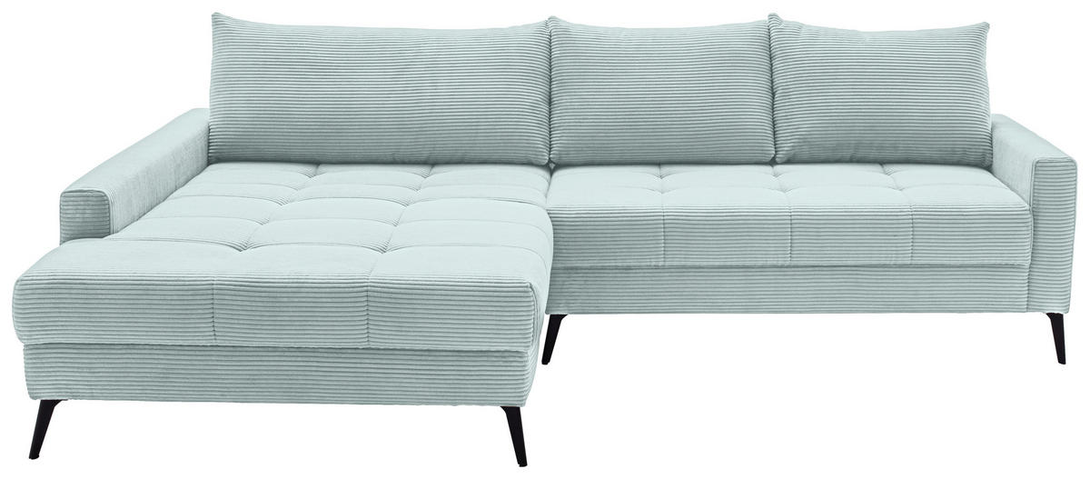 ECKSOFA Blaugrau Cord  - Blaugrau/Schwarz, KONVENTIONELL, Textil/Metall (173/280cm) - Hom`in