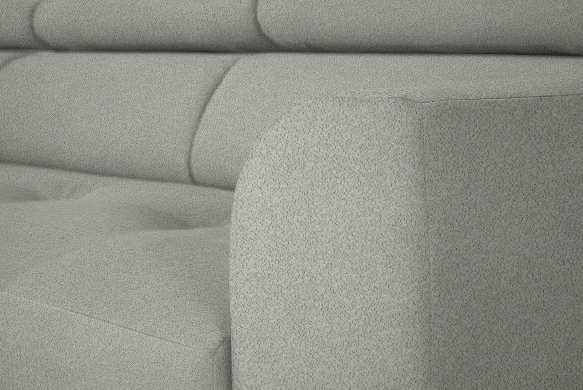 ECKSOFA in Chenille Alabasterfarben  205/280 cm  - Alabasterfarben/Schwarz, Design, Textil/Metall (205/280cm) - Xora