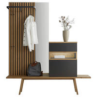 GARDEROBE 4-teilig  in 180/202,8/35 cm  - Eichefarben/Schwarz, Basics, Holz/Holzwerkstoff (180/202,8/35cm) - Sudbrock