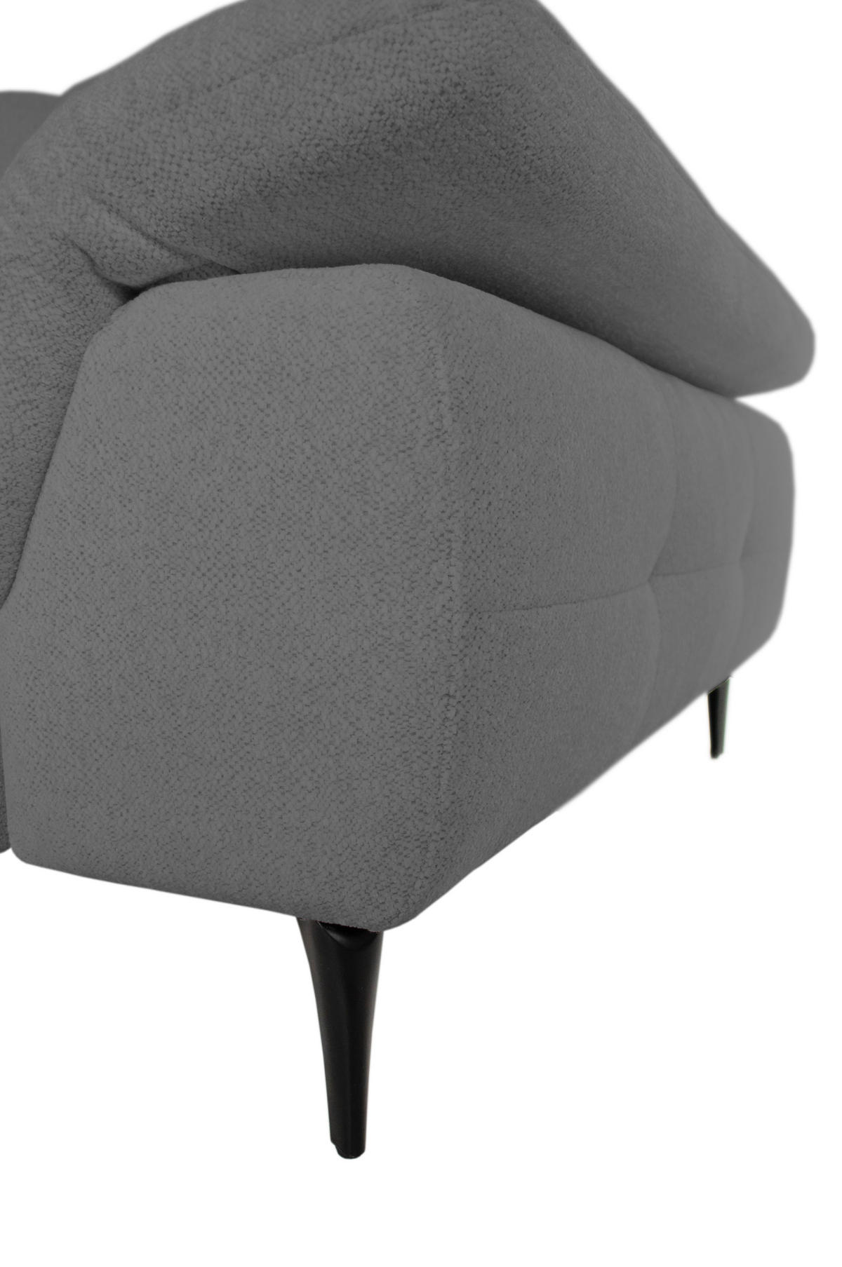 ECKSOFA ALMA in Chenille Dunkelgrau  191/285 cm  - Dunkelgrau/Schwarz, Design, Textil/Metall (191/285cm) - Livetastic