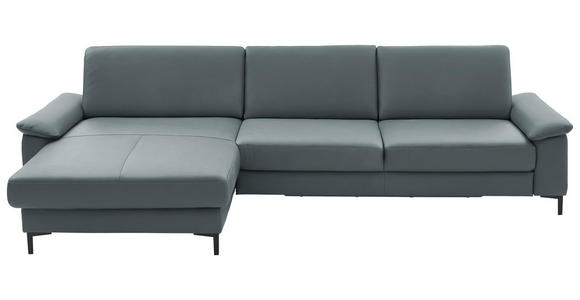ECKSOFA  in Echtleder Blaugrau  176/334 cm  - Blaugrau/Schwarz, Design, Leder/Metall (176/334cm) - Dieter Knoll