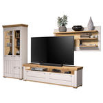 WOHNWAND  in Kaschmir, Eiche Artisan  355/208/53 cm  - Kaschmir/Eiche Artisan, ROMANTIK / LANDHAUS, Glas/Holzwerkstoff (355/208/53cm) - Landscape