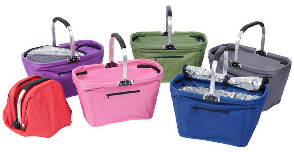 EINKAUFSKORB 50/27/27 cm - Alufarben/Grün, Basics, Kunststoff/Textil (50/27/27cm) - Boxxx