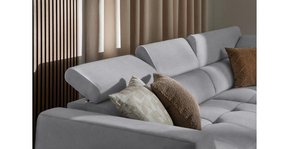 ECKSOFA in Feincord Hellgrau 284/205 cm - Hellgrau/Schwarz, Design, Kunststoff/Textil (284/205cm) - Xora