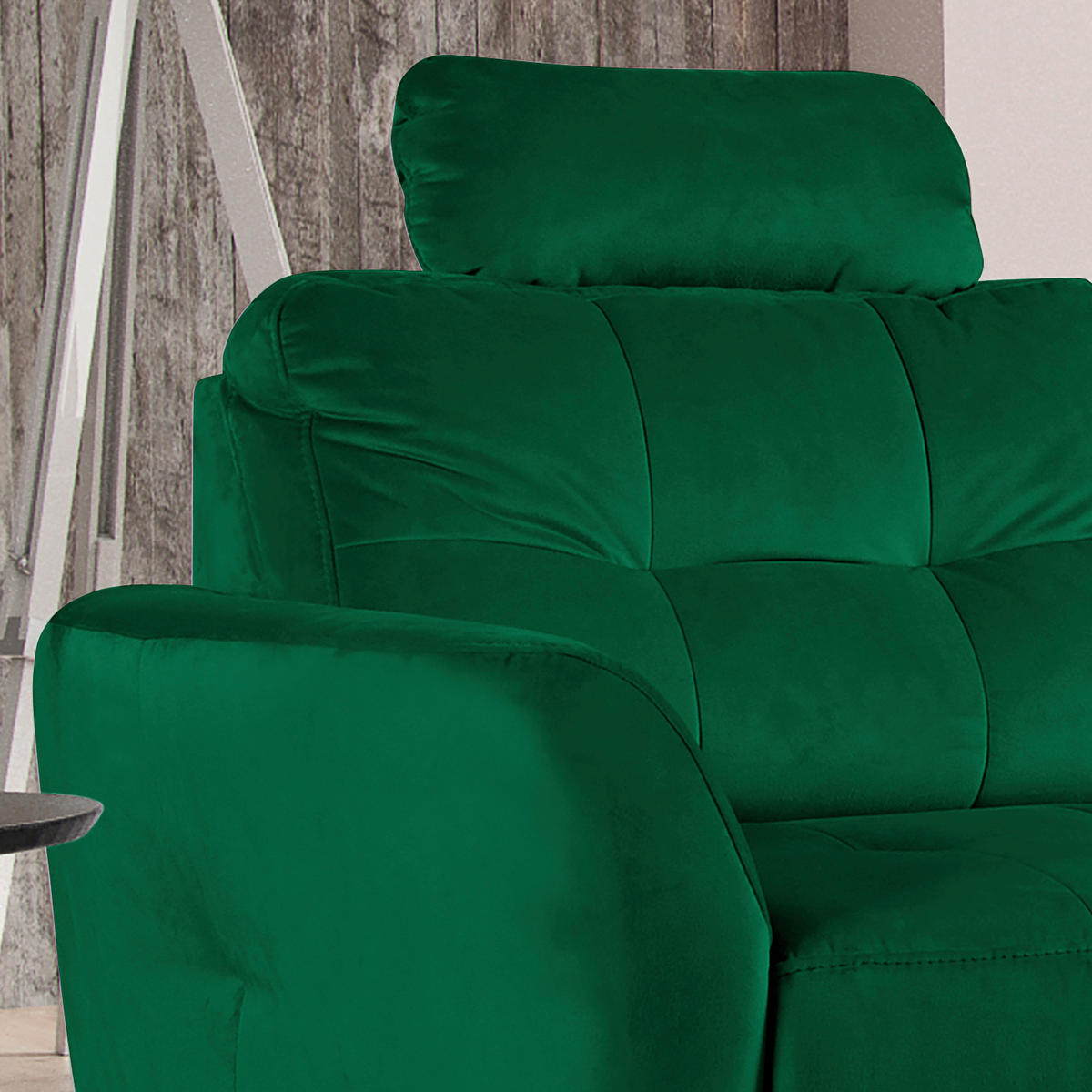 ECKSOFA Dunkelgrün Samt  - Dunkelgrün/Buchefarben, Design, Holz/Textil (238/168cm) - Livetastic