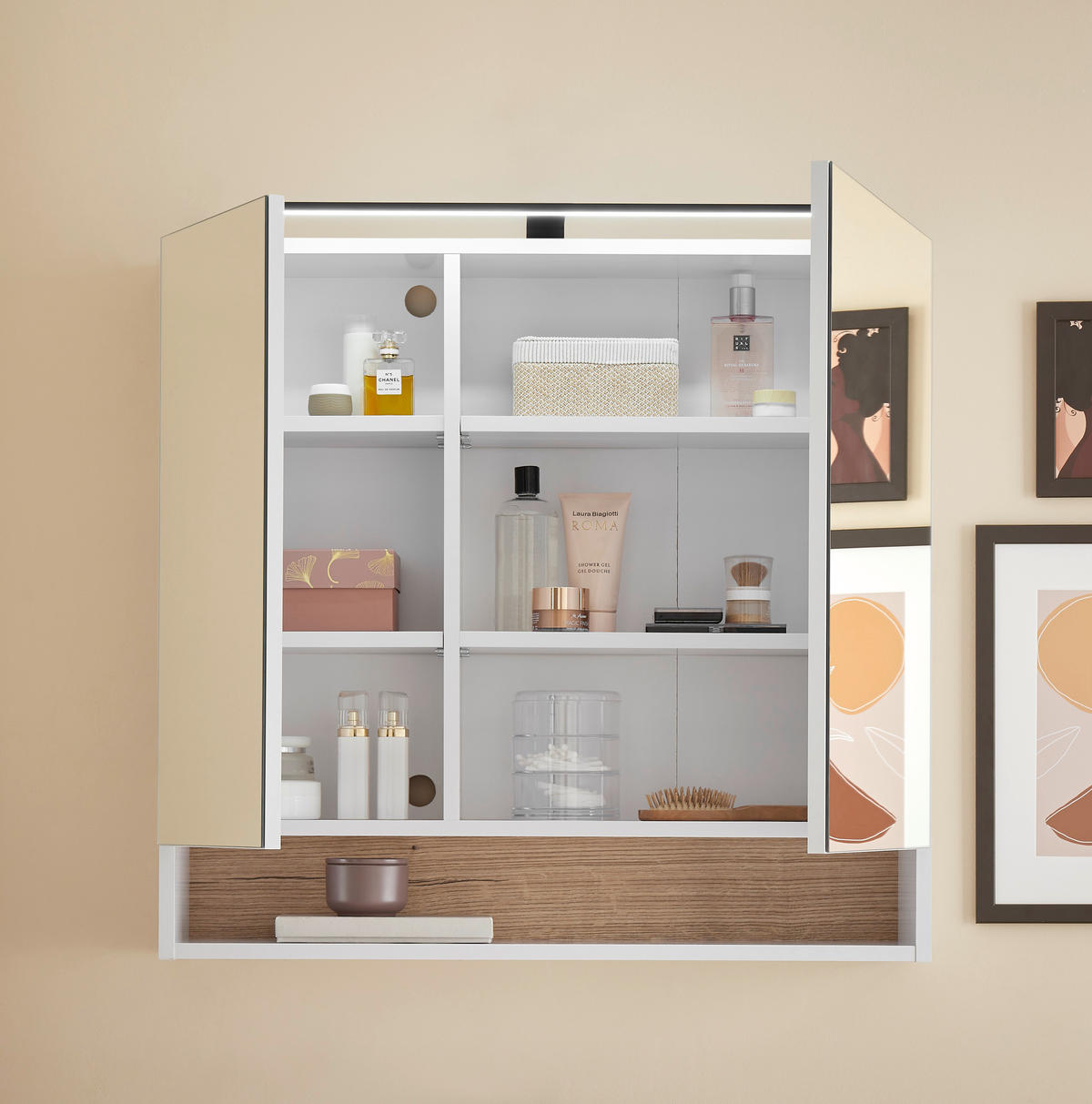 SPIEGELSCHRANK 80/75/22 cm  - Weiß, KONVENTIONELL, Glas/Holzwerkstoff (80/75/22cm) - home24