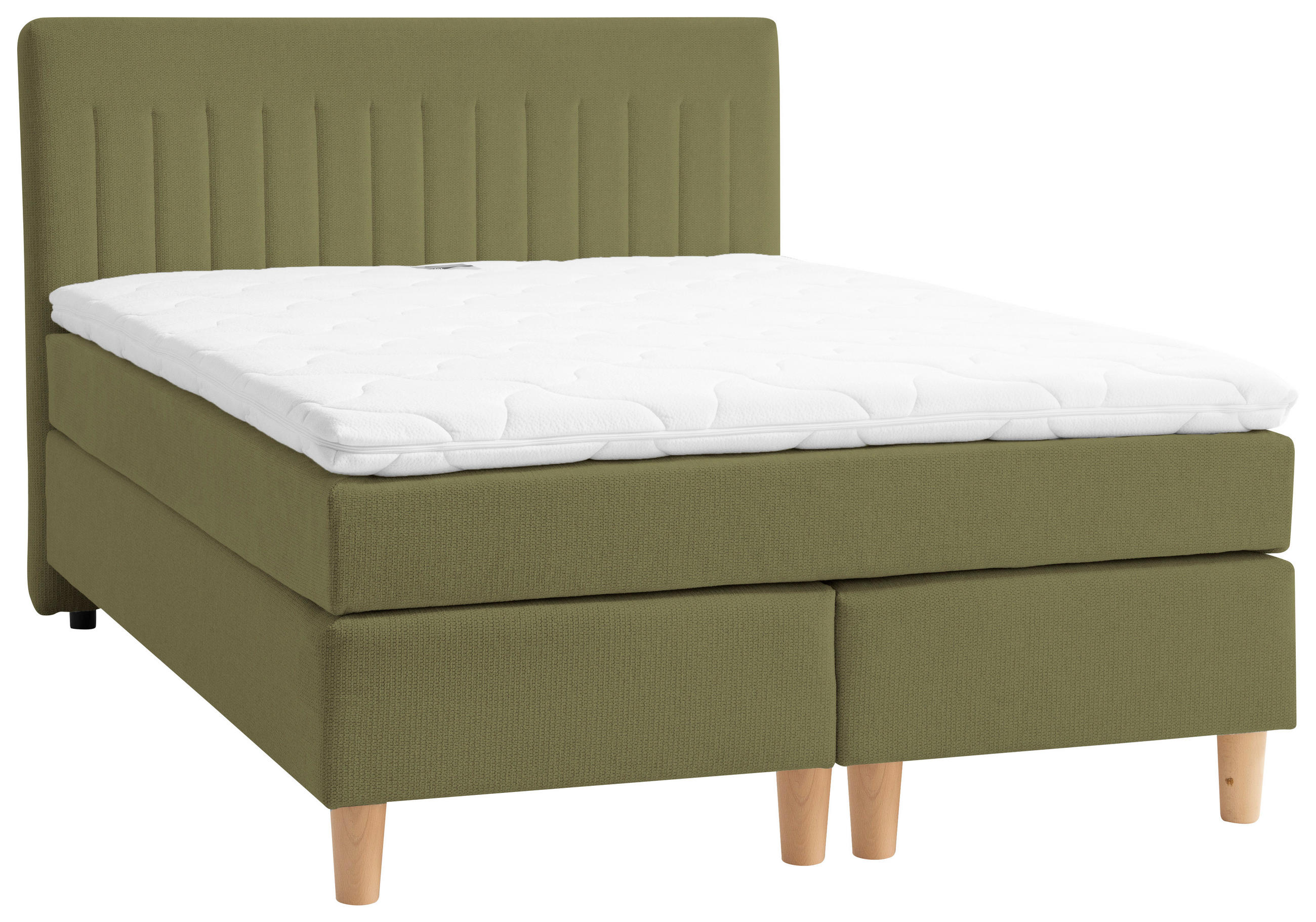 BOXSPRINGBETT 140/200 cm  in Grün  - Buchefarben/Grün, Basics, Holz/Textil (140/200cm) - Boxxx