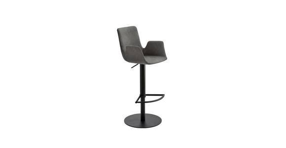 BARHOCKER Flachgewebe Grau Stahl Typenauswahl, Sitzfläche 360° drehbar  - Schwarz/Grau, Design, Textil/Metall (53/84-109/50cm) - Novel