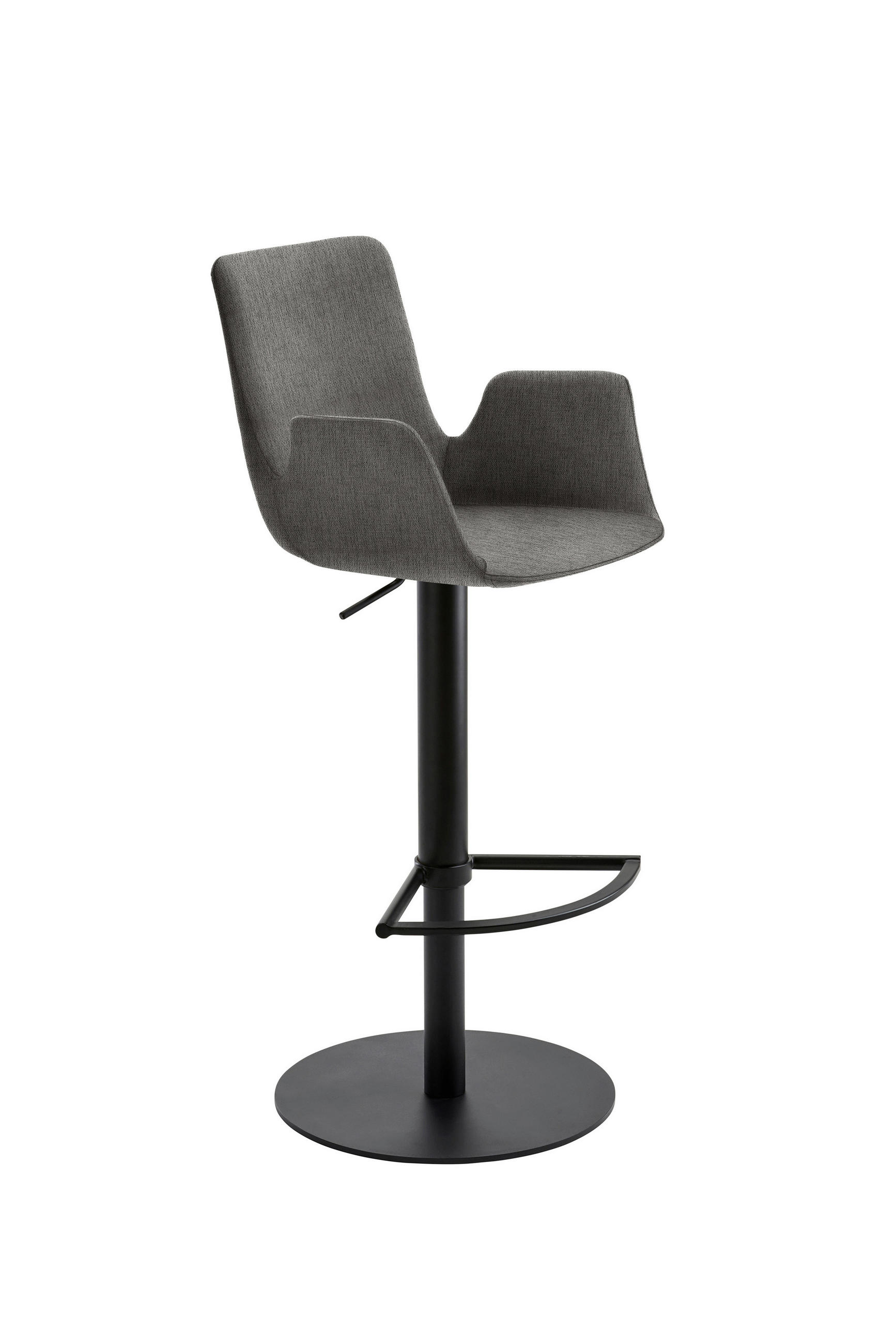 BARHOCKER Flachgewebe Grau Stahl Typenauswahl, Sitzfläche 360° drehbar  - Schwarz/Grau, Design, Textil/Metall (53/84-109/50cm) - Novel