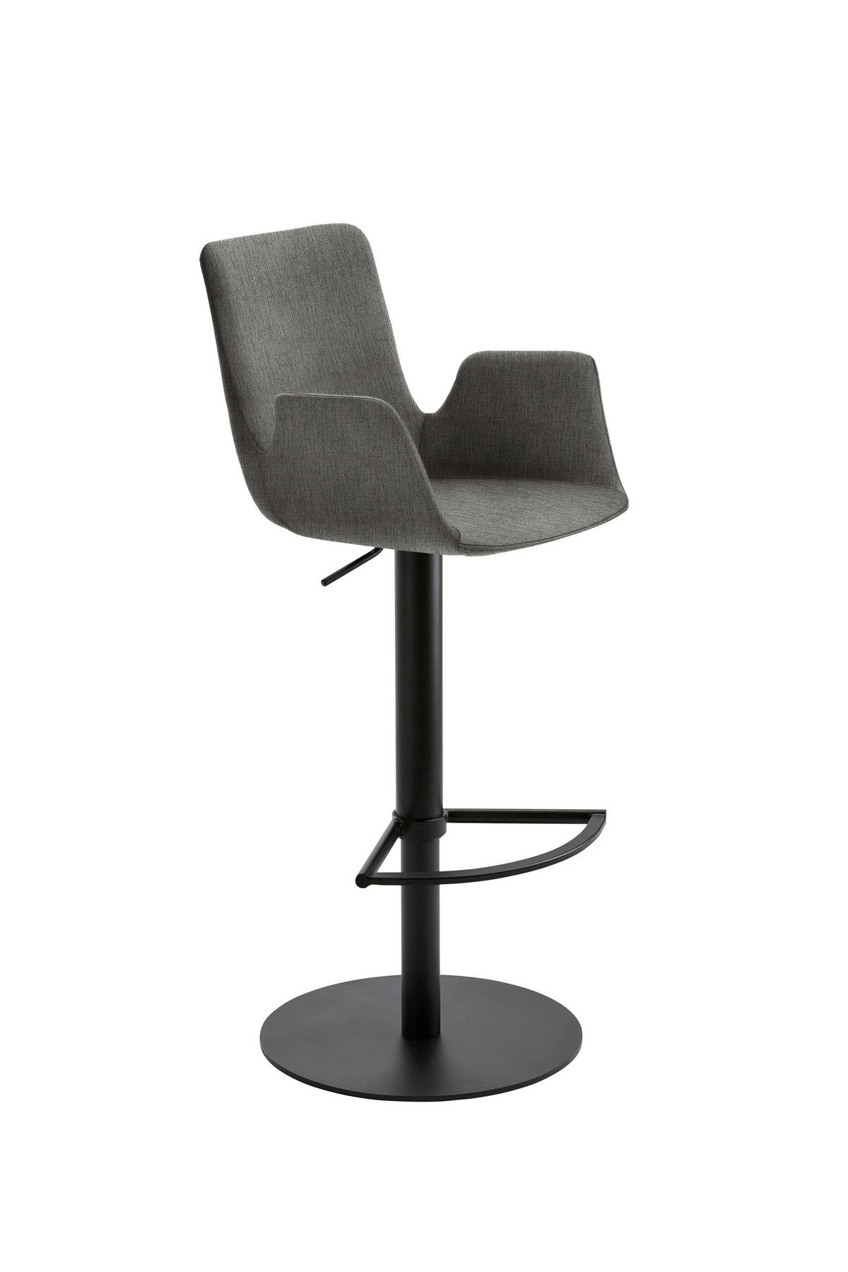 BARHOCKER Flachgewebe Grau Stahl Typenauswahl, Sitzfläche 360° drehbar  - Schwarz/Grau, Design, Textil/Metall (53/84-109/50cm) - Novel