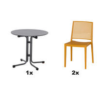 GARTENGARNITUR 3-teilig Stahl  - Anthrazit/Gelb, Basics, Kunststoff/Metall (80/80/80cm) - Siena Garden