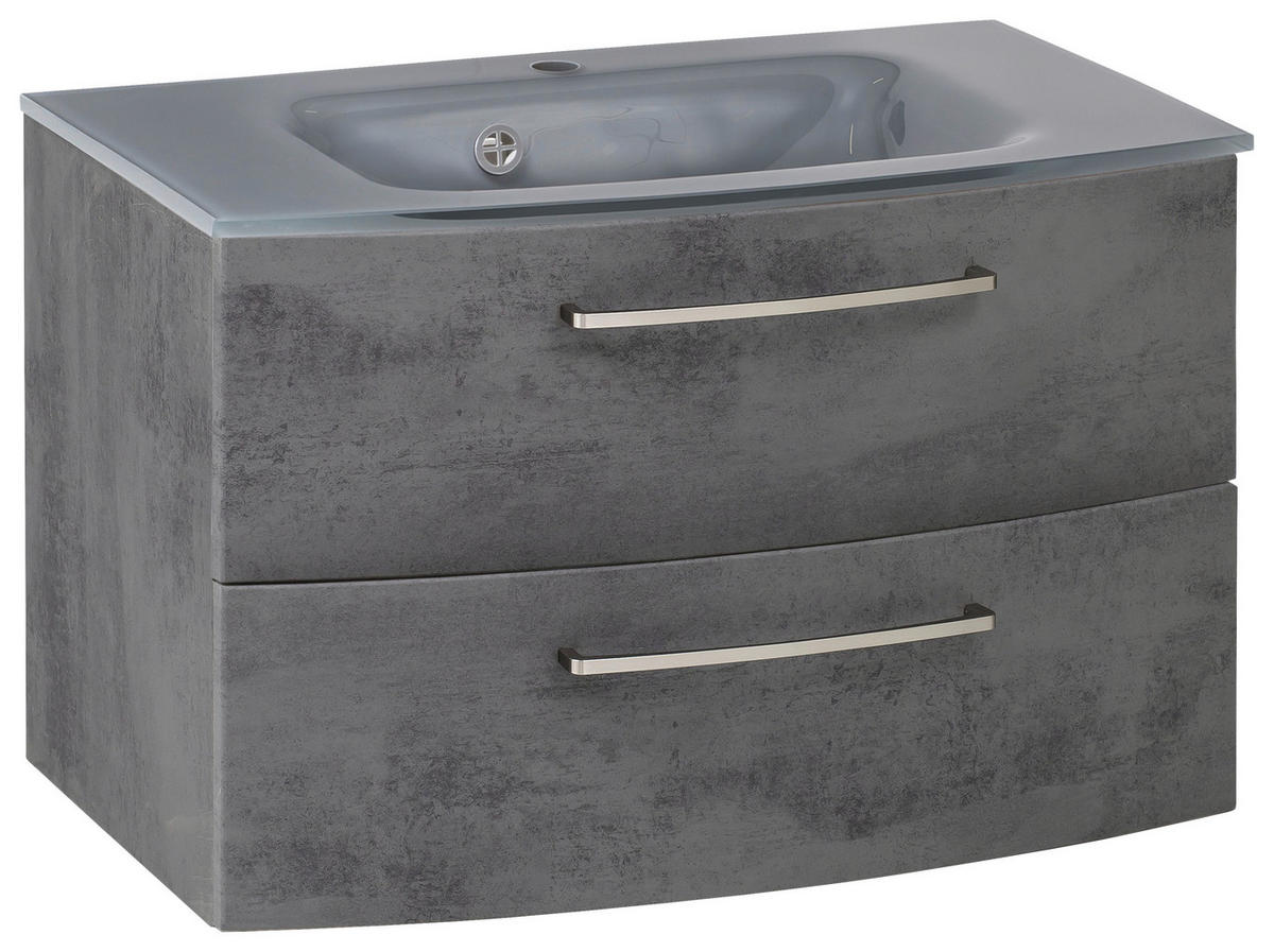 TVÄTTSTÄLL MED KOMMOD 80 cm  - mörkgrå/aluminiumfärg, Klassisk, metall/trämaterial (80cm) - Held