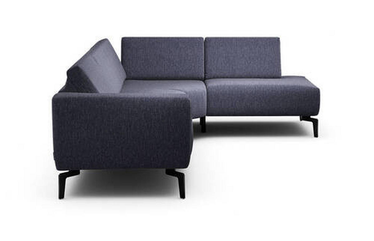 ECKSOFA in Samt Blau  256/193 cm  - Blau/Schwarz, Design, Textil/Metall (256/193cm) - SENSOO