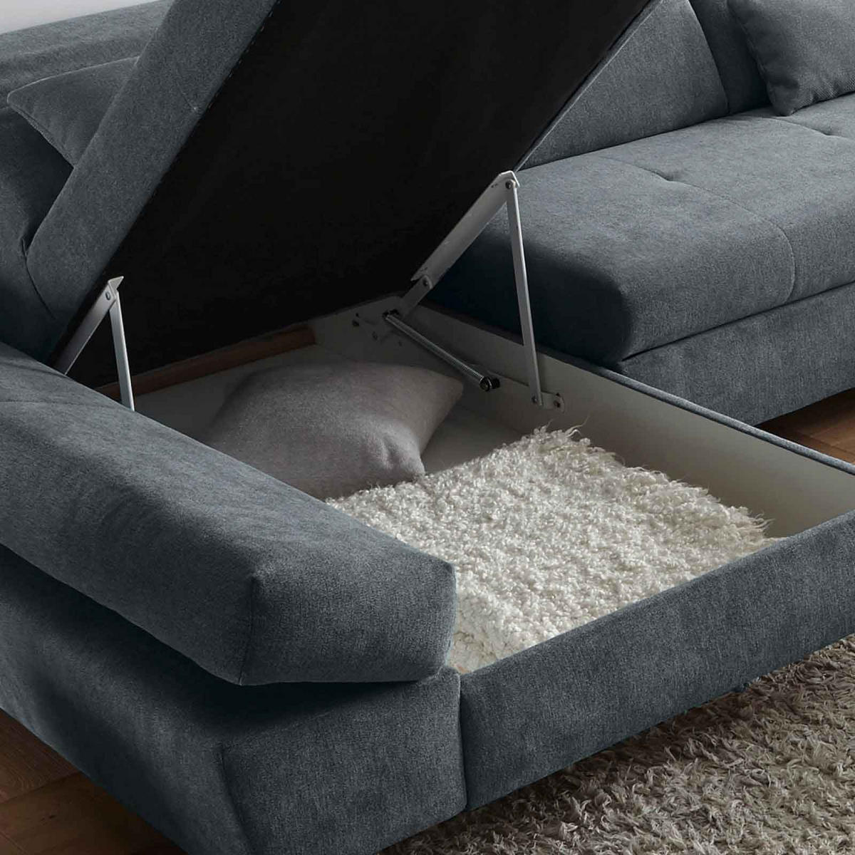 SJEDEĆA GARNITURA tekstil  antracit   - srebrne boje/antracit, Moderno, tekstil/metal (168/350/245cm) - Hom`in