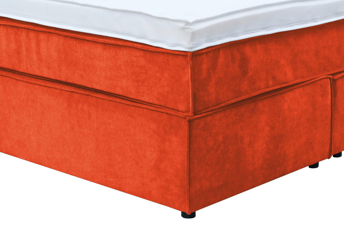 BOXSPRINGBETT 140/200 cm  in Orange  - Schwarz/Orange, KONVENTIONELL, Kunststoff/Textil (140/200cm) - Boxxx