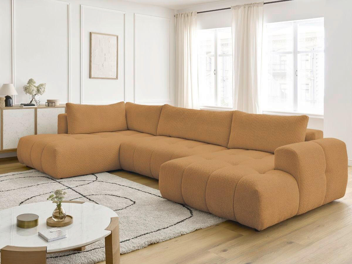 WOHNLANDSCHAFT  FUJI  Gelb Bouclé  - Gelb/Schwarz, MODERN, Kunststoff/Textil (204/377/160cm)