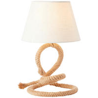 STOLNÍ LAMPA, E27, 25/40 cm  - bílá/přírodní barvy, Natur, textil (25/40cm)
