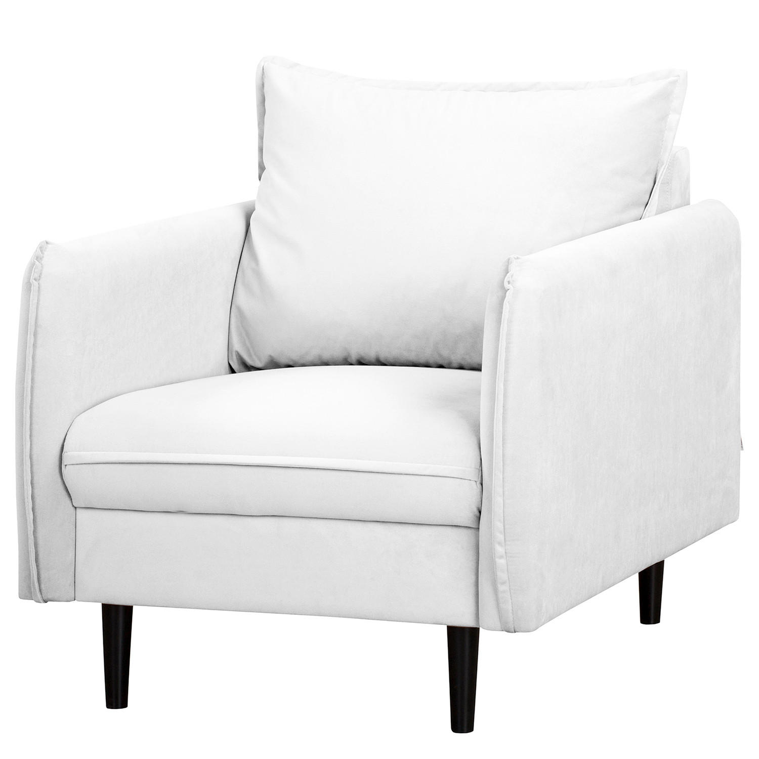 SESSEL in Samt Weiß  - Schwarz/Weiß, Design, Holz/Textil (74/86/100cm) - P & B