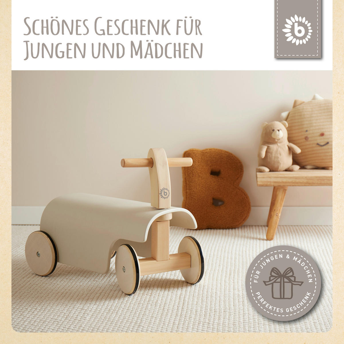 RUTSCHFAHRZEUG SCANDI  - Naturfarben/Weiß, KONVENTIONELL, Holz (46/26/38cm)