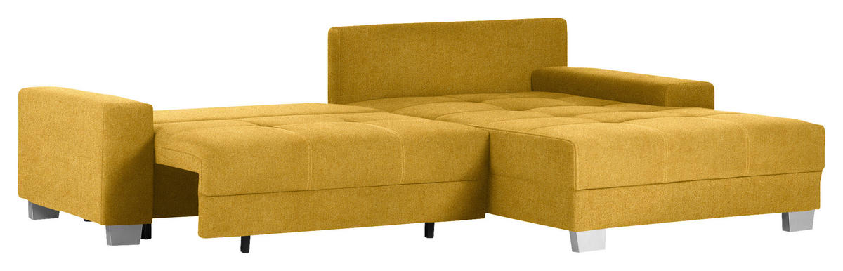 HÖRNSOFFA i flatväv currygul  - currygul/silver, Klassisk, trä/textil (273/192cm) - MID.YOU