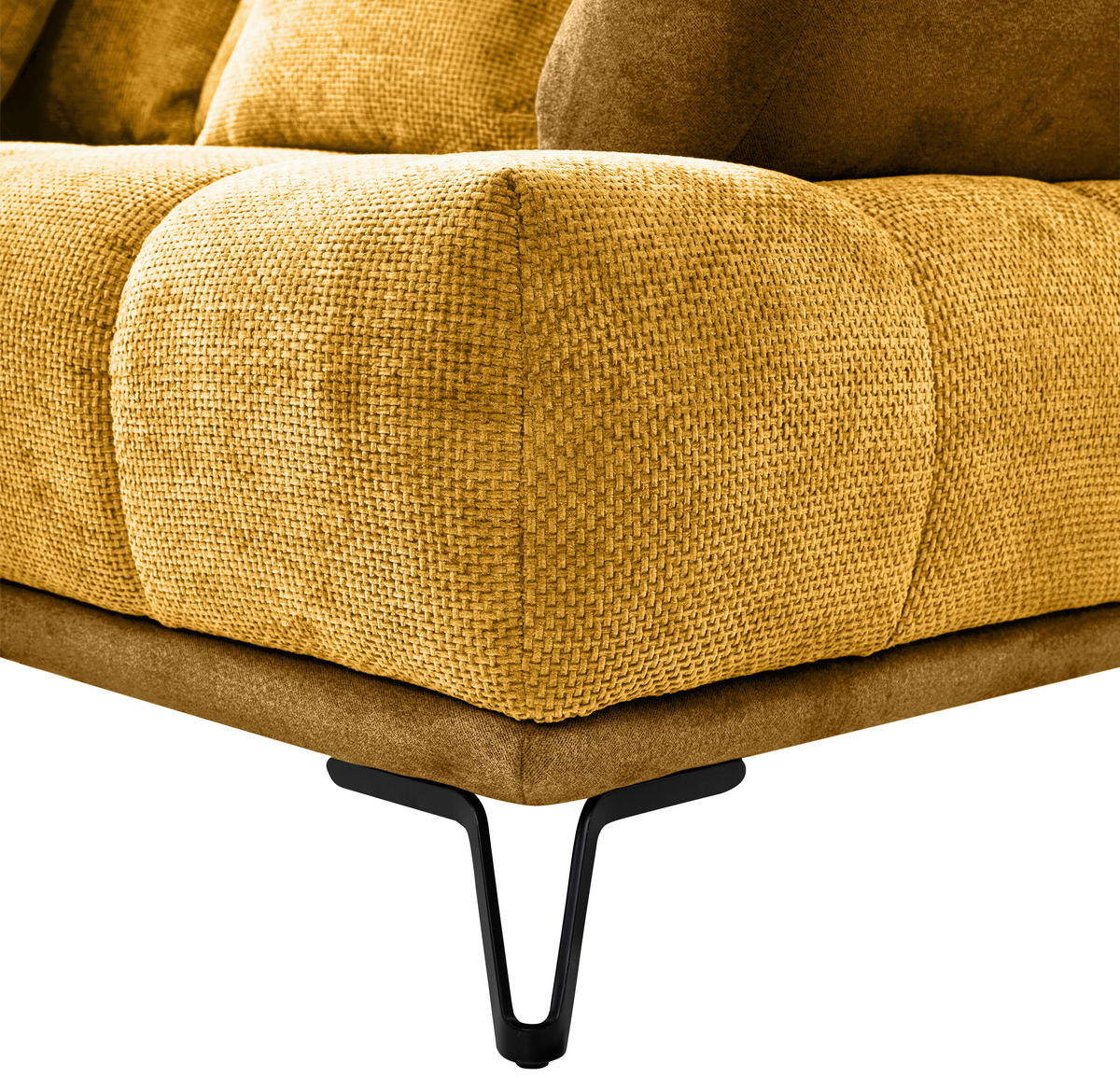 ECKSOFA Chenille Currygelb  - Currygelb/Schwarz, Modern, Textil/Metall (184/262cm) - MID.YOU