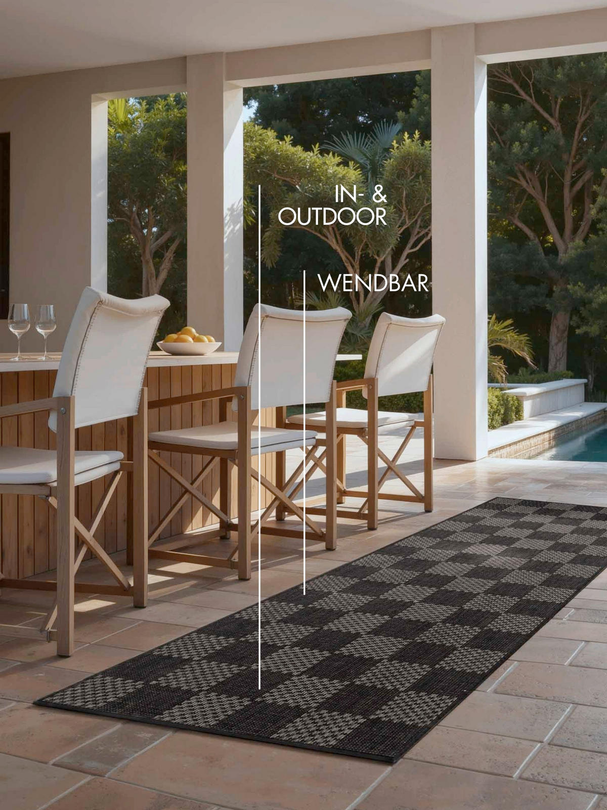 FLACHWEBETEPPICH 80/200 cm Haringey Schwarz, Weiß rechteckig  - Schwarz/Weiß, Design, Kunststoff (80/200cm)