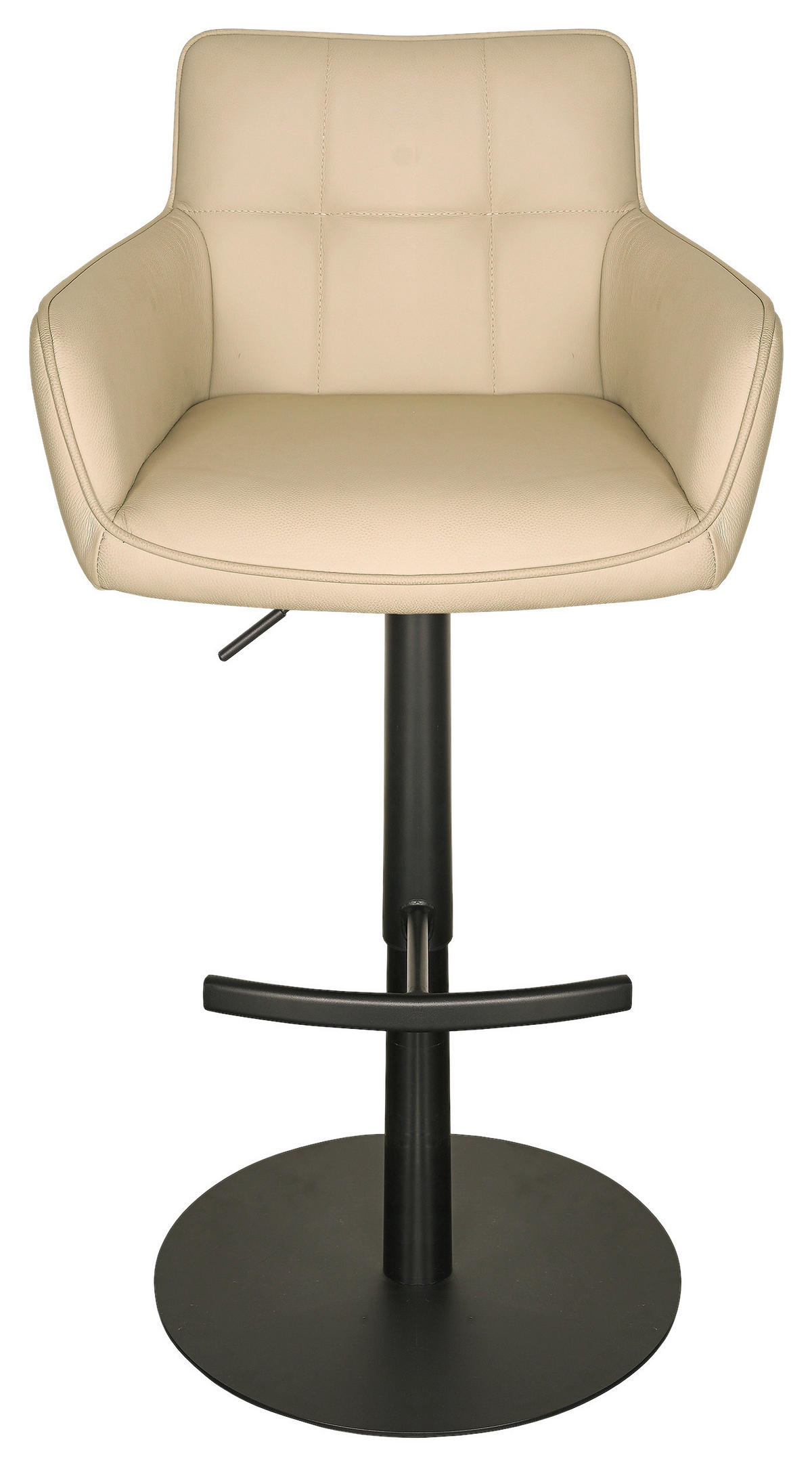 BARHOCKER in Schwarz, Beige  - Beige/Schwarz, MODERN, Leder/Metall (54,5/90/112/51,5cm) - Livetastic