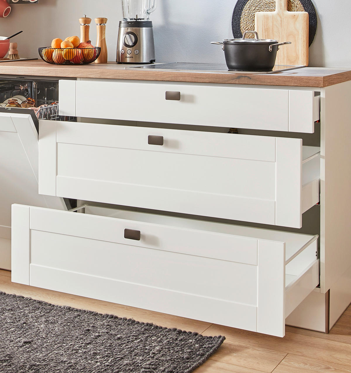 KÜCHENBLOCK PN 435 280 cm  in Eichefarben  - Eichefarben/Graphitfarben, Design, Holzwerkstoff/Metall (280cm) - Pino