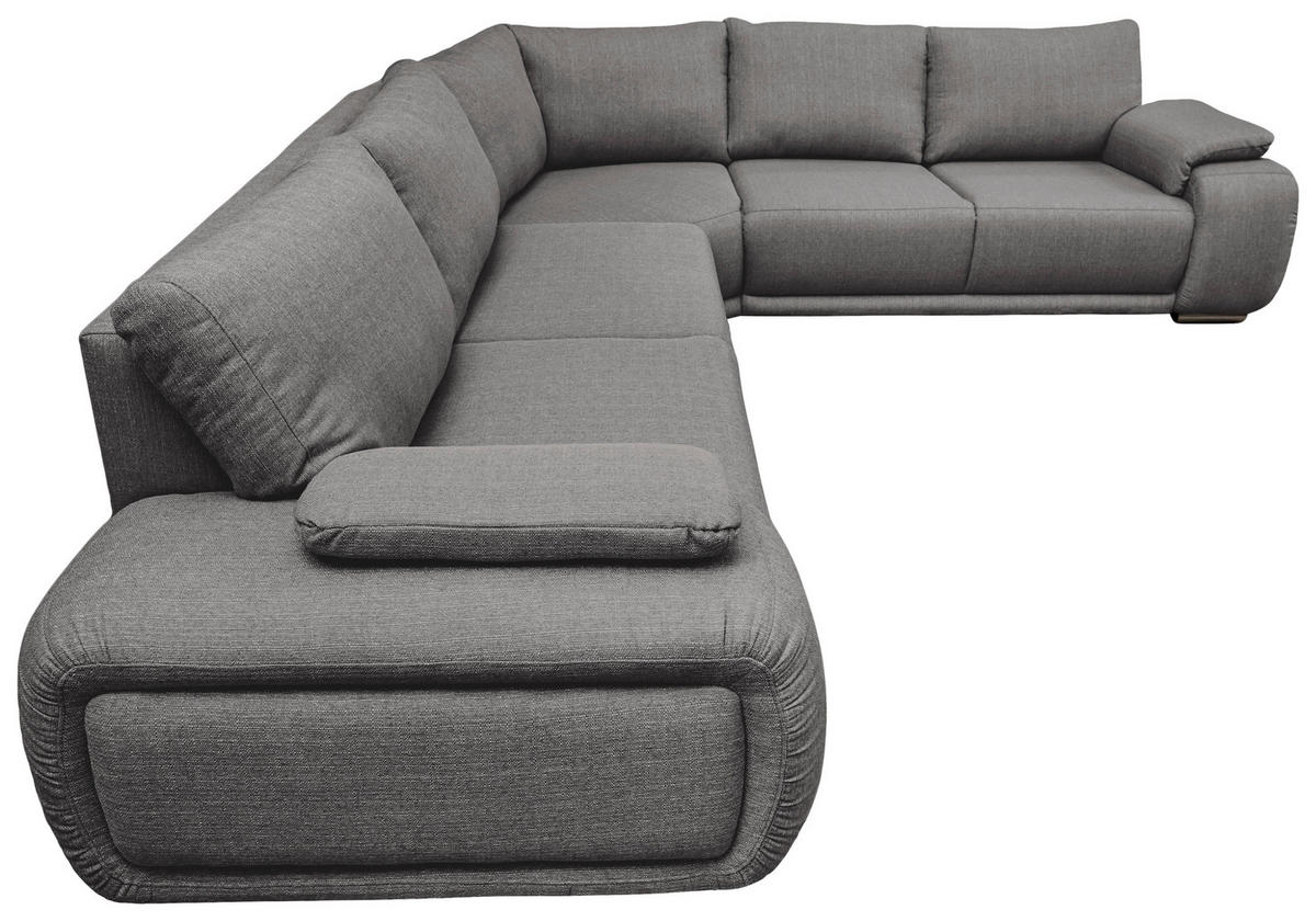ECKSOFA Grau Struktur  - Chromfarben/Grau, KONVENTIONELL, Textil/Metall (280/310cm) - Carryhome