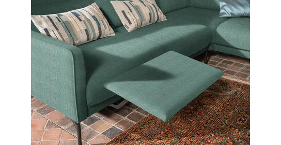 ECKSOFA in Flachgewebe, Struktur Türkis  - Türkis/Anthrazit, Design, Textil/Metall (254/230cm) - Ambiente