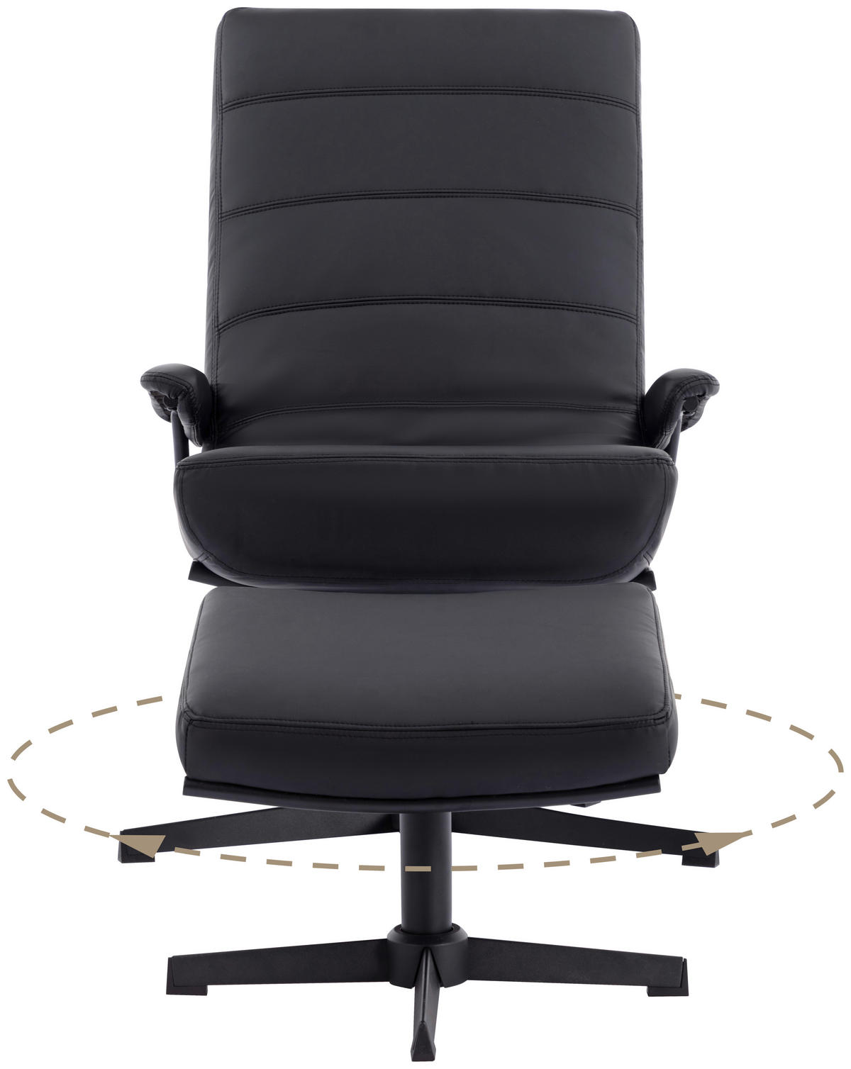 RELAXSESSELSET Lederlook    - Schwarz, Design, Textil/Metall (68/101/85cm) - Livetastic