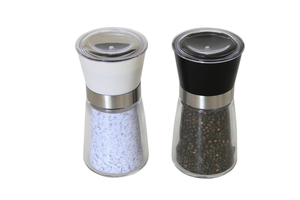 SALZ- UND PFEFFERMÜHLE  - Edelstahlfarben/Schwarz, Basics, Glas/Kunststoff (7/14cm) - Collini