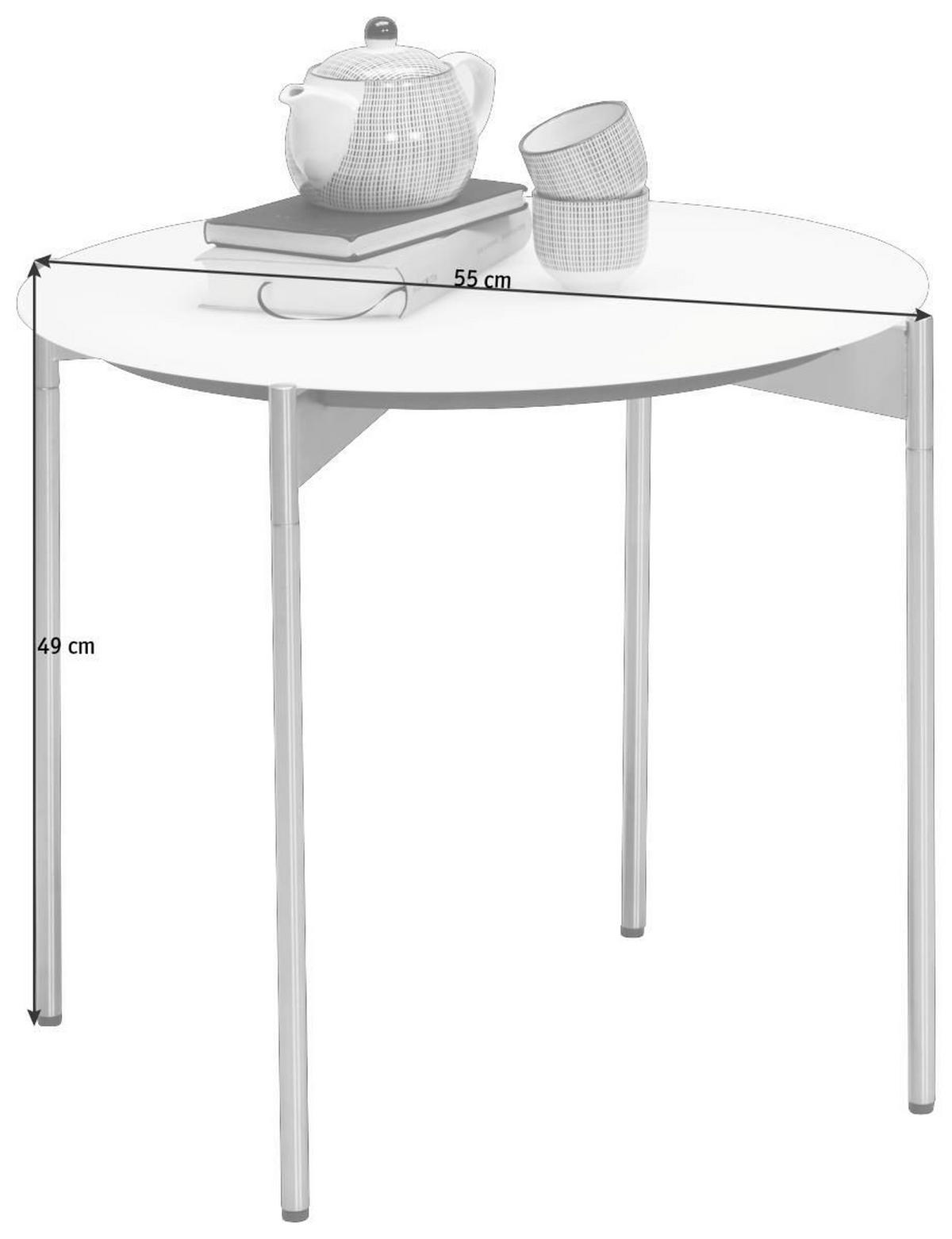 BEISTELLTISCH in Metall, Glas 55/55/49 cm  - Weiss/Edelstahlfarben, Design, Glas/Metall (55/55/49cm) - Venjakob