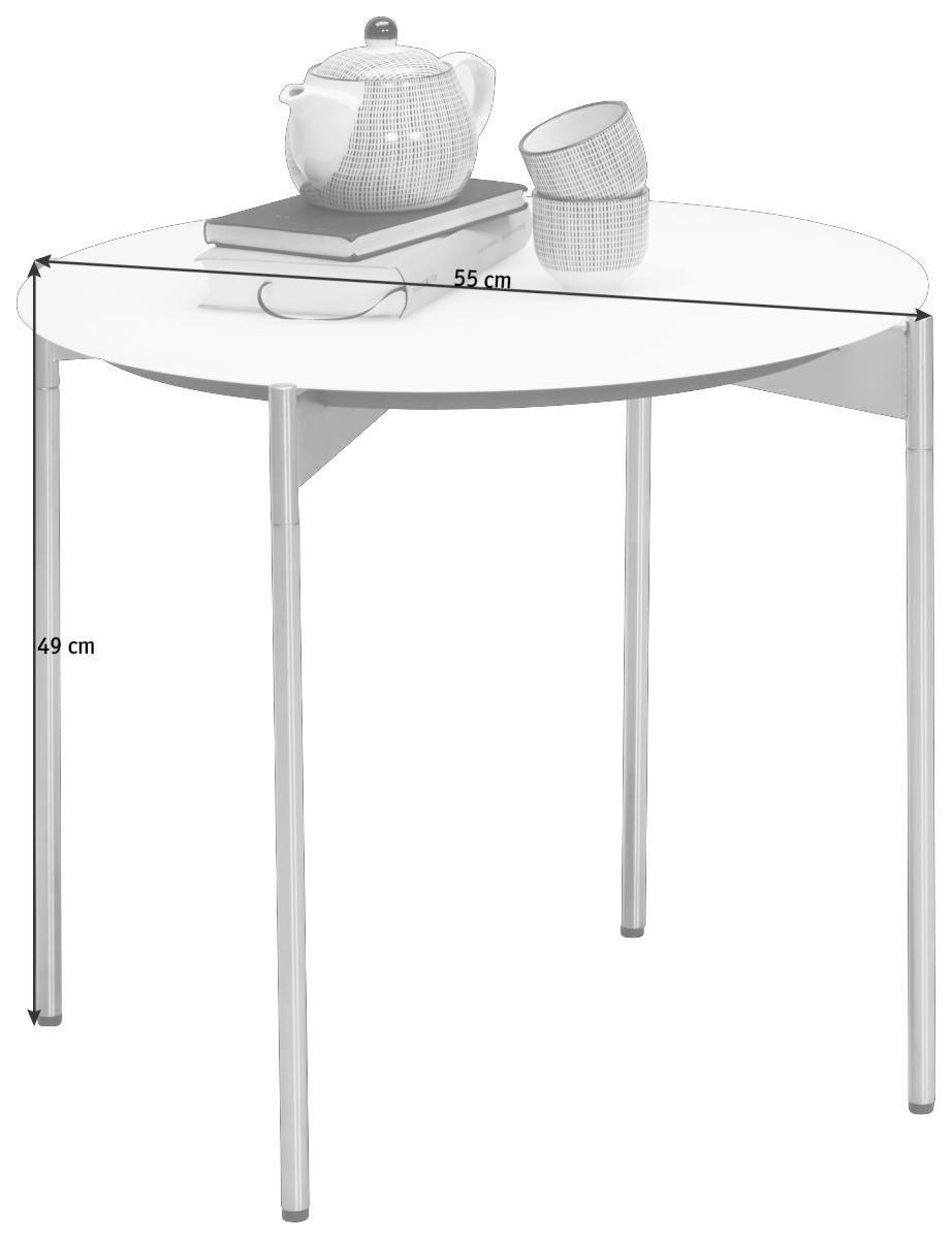 Thumbnail - Venjakob Beistelltisch, Weiß, Edelstahl, Metall, Glas, rund, rund, 55x49x55 cm, Goldenes M, Made in Germany, Dgm, Wohnzi...