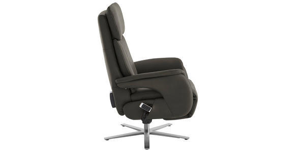 RELAXSESSEL in Leder Grau  - Edelstahlfarben/Grau, Design, Leder/Metall (70/124/85cm) - Cantus