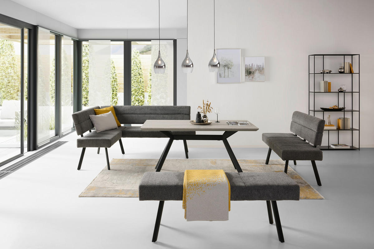 ECKBANK 150/190 cm Webstoff Anthrazit   - Anthrazit/Schwarz, KONVENTIONELL, Textil/Metall (150/190cm) - MID.YOU