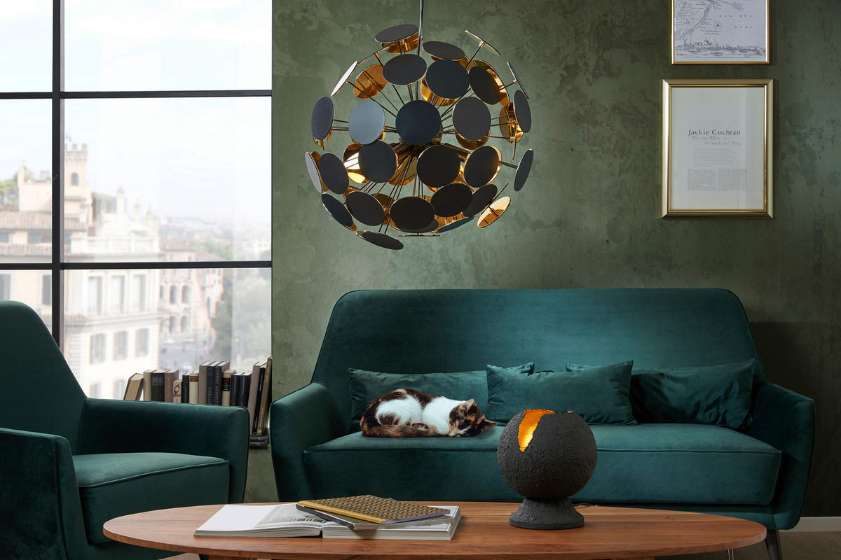 HÄNGELEUCHTE 54,0/150,0 cm   - Goldfarben/Schwarz, Design, Kunststoff/Metall (54,0/150,0cm) - Trio Leuchten