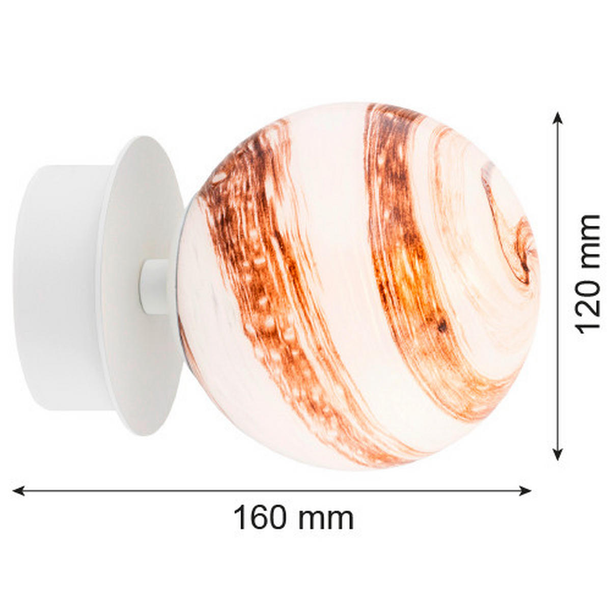 WANDLEUCHTE 16/12/12 cm   - Alabasterfarben/Weiß, KONVENTIONELL, Glas/Metall (16/12/12cm)