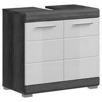 SKRINKA POD UMÝVADLO, biela s vysokým leskom, antracitová, sivá, 60/56/34 cm - sivá/biela s vysokým leskom, Modern, kompozitné drevo/plast (60/56/34cm) - MID.YOU