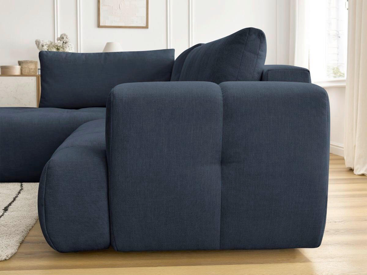 ECKSCHLAFSOFA FUJI Leinenoptik Dunkelblau  inkl.  - Schwarz/Dunkelblau, MODERN, Kunststoff/Textil (204/282cm)