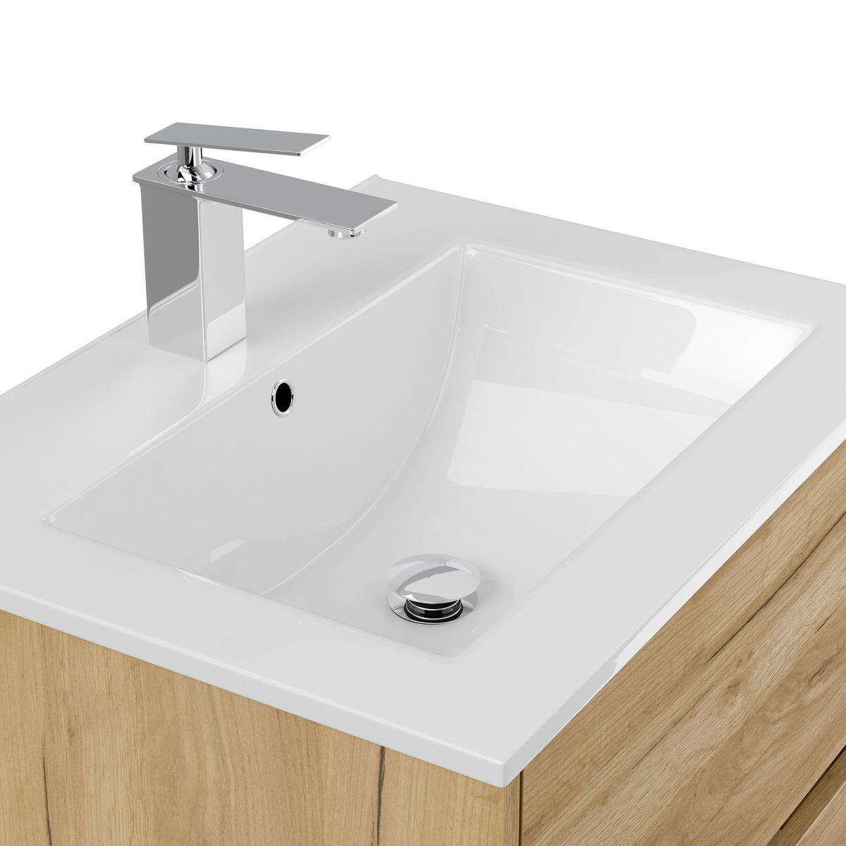 BADEZIMMER 3-teilig  in 60 cm  - Eichefarben/Weiß, Basics, Keramik/Holzwerkstoff (60cm) - MID.YOU