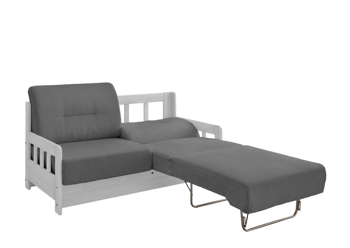 SCHLAFSOFA Cord Grau  - Weiß/Grau, MODERN, Holz/Textil (154/88/90cm) - Livetastic