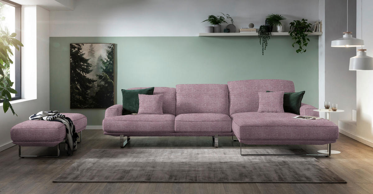 ECKSOFA Lesina Flieder Webstoff  - Flieder, Design, Textil/Metall (304/184cm) - Dieter Knoll